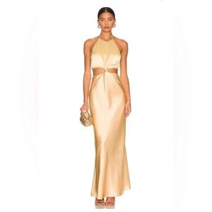 Bec & Bridge Carrie Halter Dress. Yellow. Never Worn. US Size 6. AUS Size 10